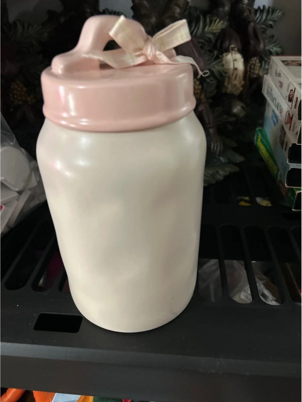 Rae Dunn Ceramic 'Love Some Bunny' Canister with Pink Lid